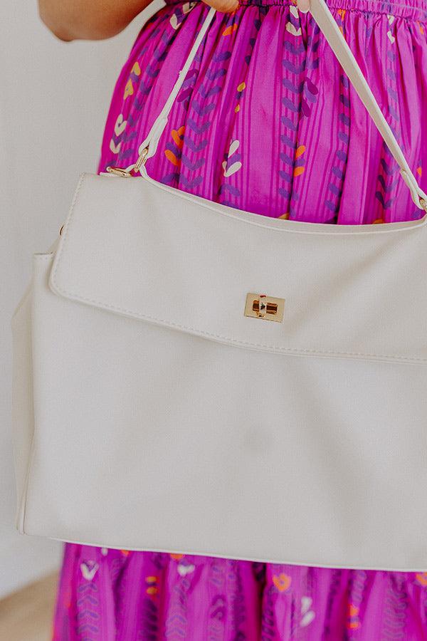 NYC Chic Faux Leather Tote in Ivory Product Image