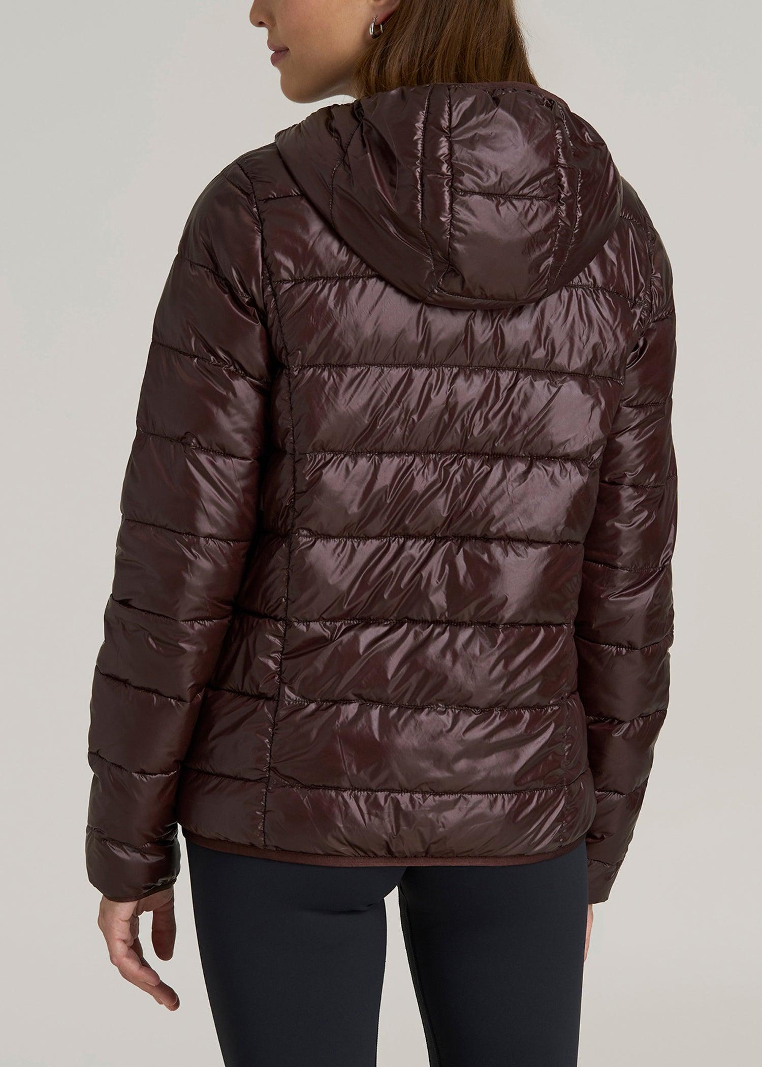 Packable Short Puffer Jacket for Tall Women in Oxblood Female Product Image