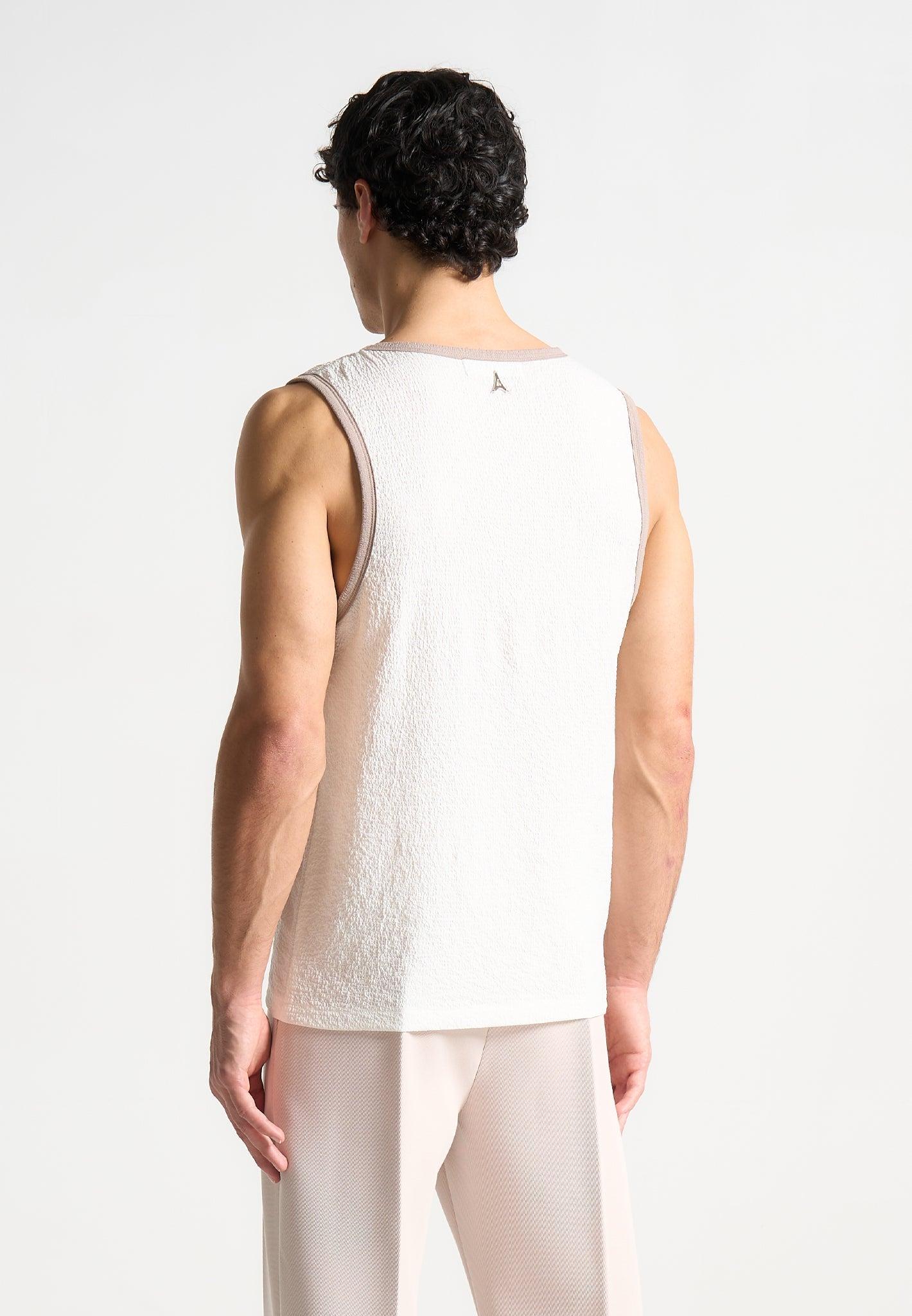 Seersucker Vest - White/Beige Male Product Image