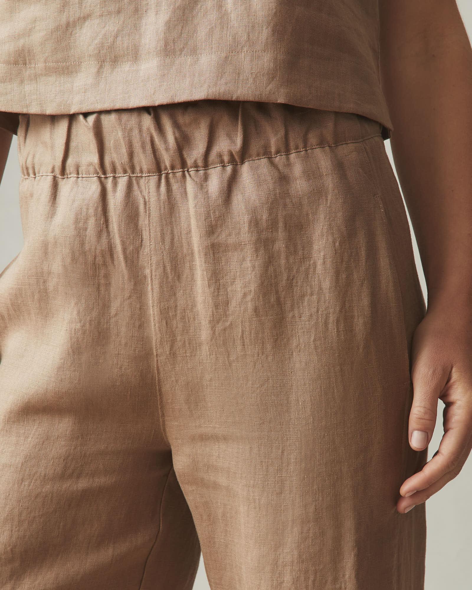 Women's Linen Wide Leg Pant - Pine Bark Female Product Image