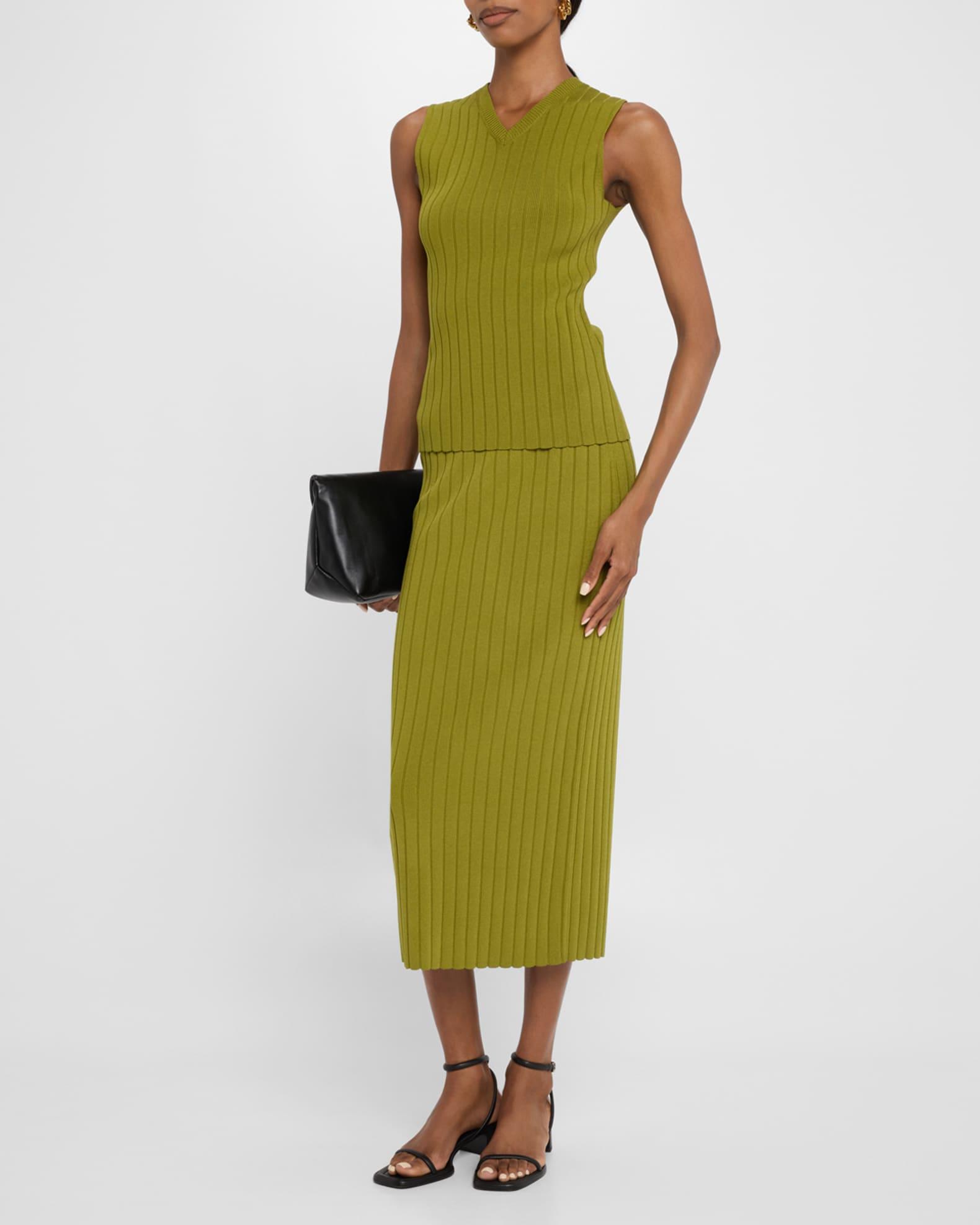 Wide Rib Knit Midi Skirt Product Image