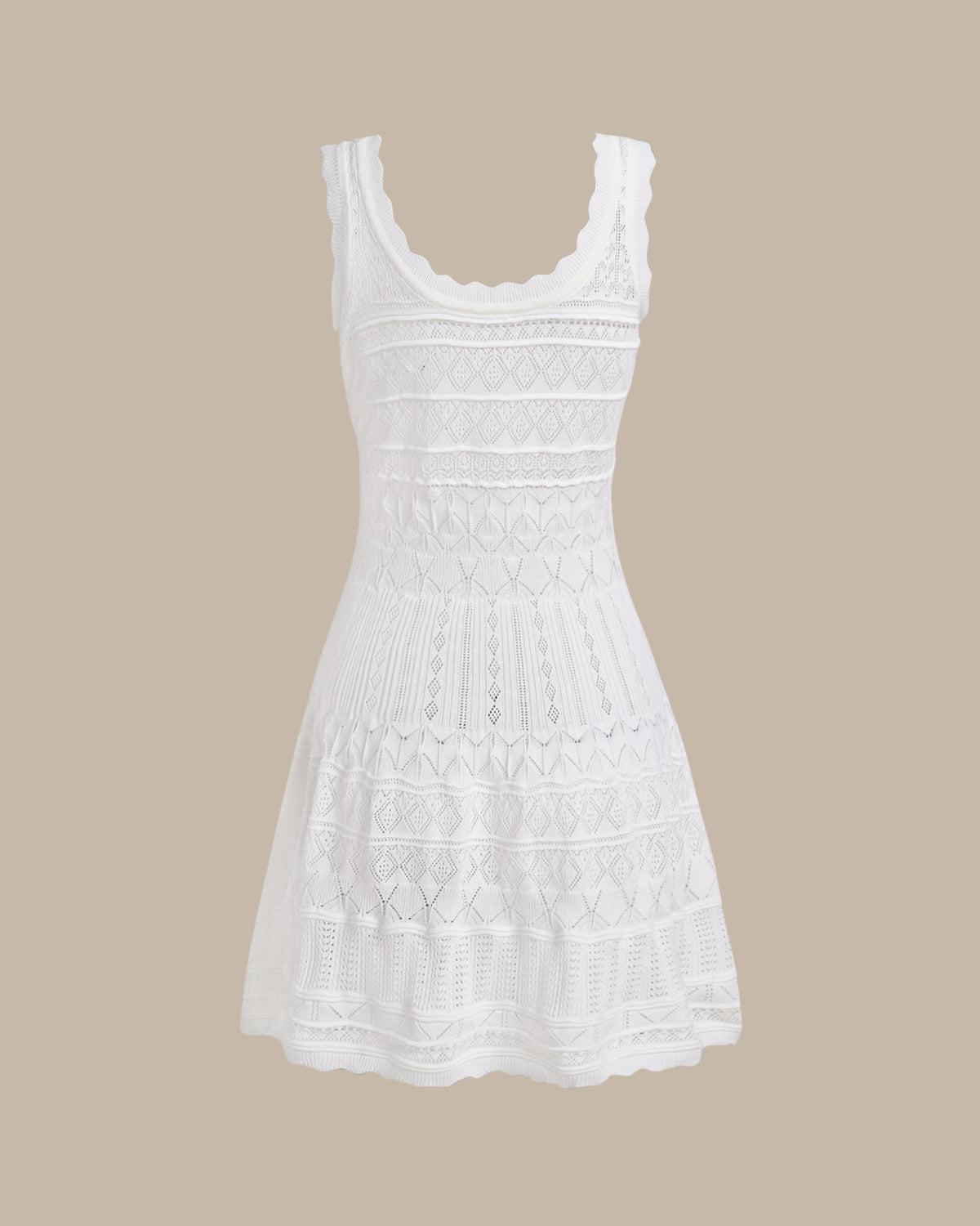 White U Neck Sleeveless Sweater Mini Dress Product Image