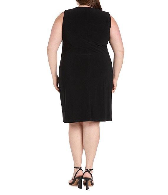 R & M Richards Plus Size 2 Piece Contrast Embroidered Duster Jacket Dress Product Image