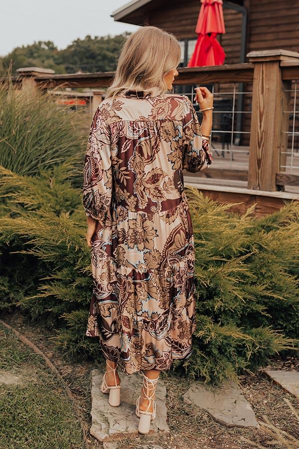 Wine Mixer Meet Up Satin Floral Midi Product Image