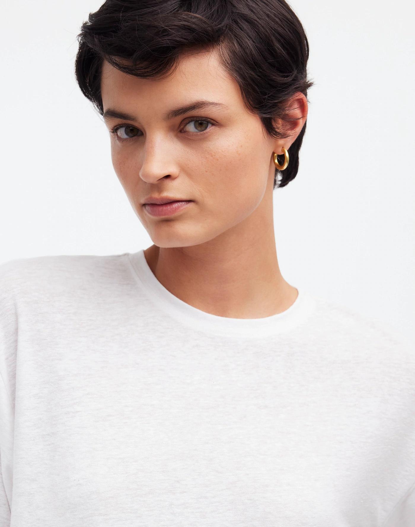 Linen-Blend Crewneck Oversized Tee Product Image