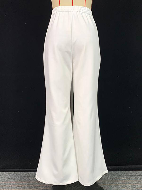 High Waisted Loose Solid Color Pants Trousers Product Image