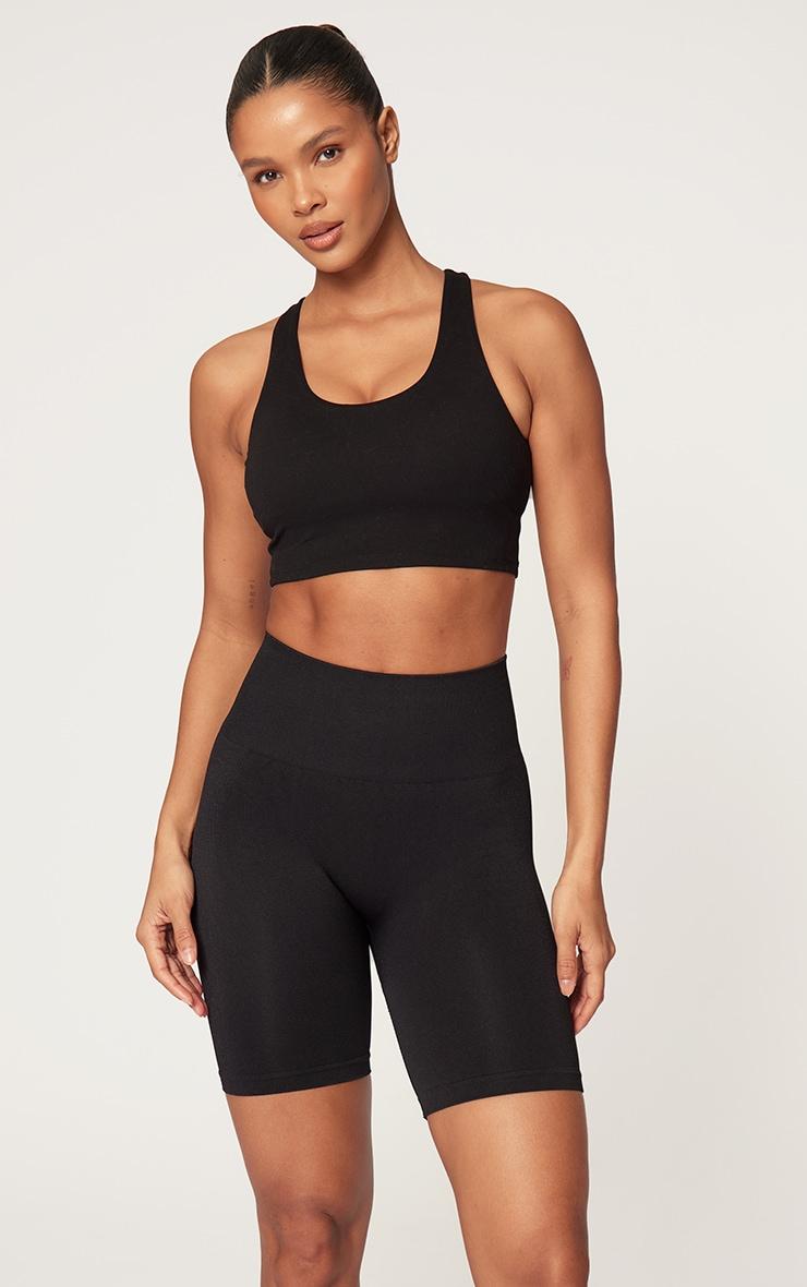 Black Seamless Ruched Bum Bike Shorts Product Image