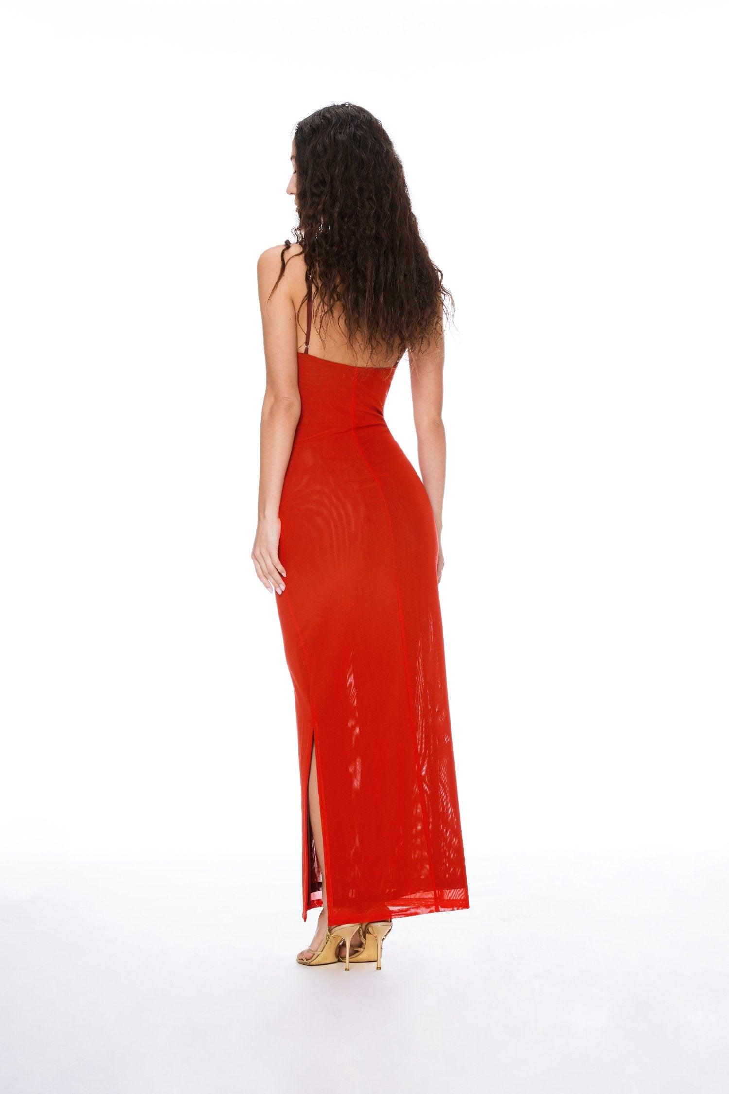 THAIS DRESS - RED AND PLUM Product Image