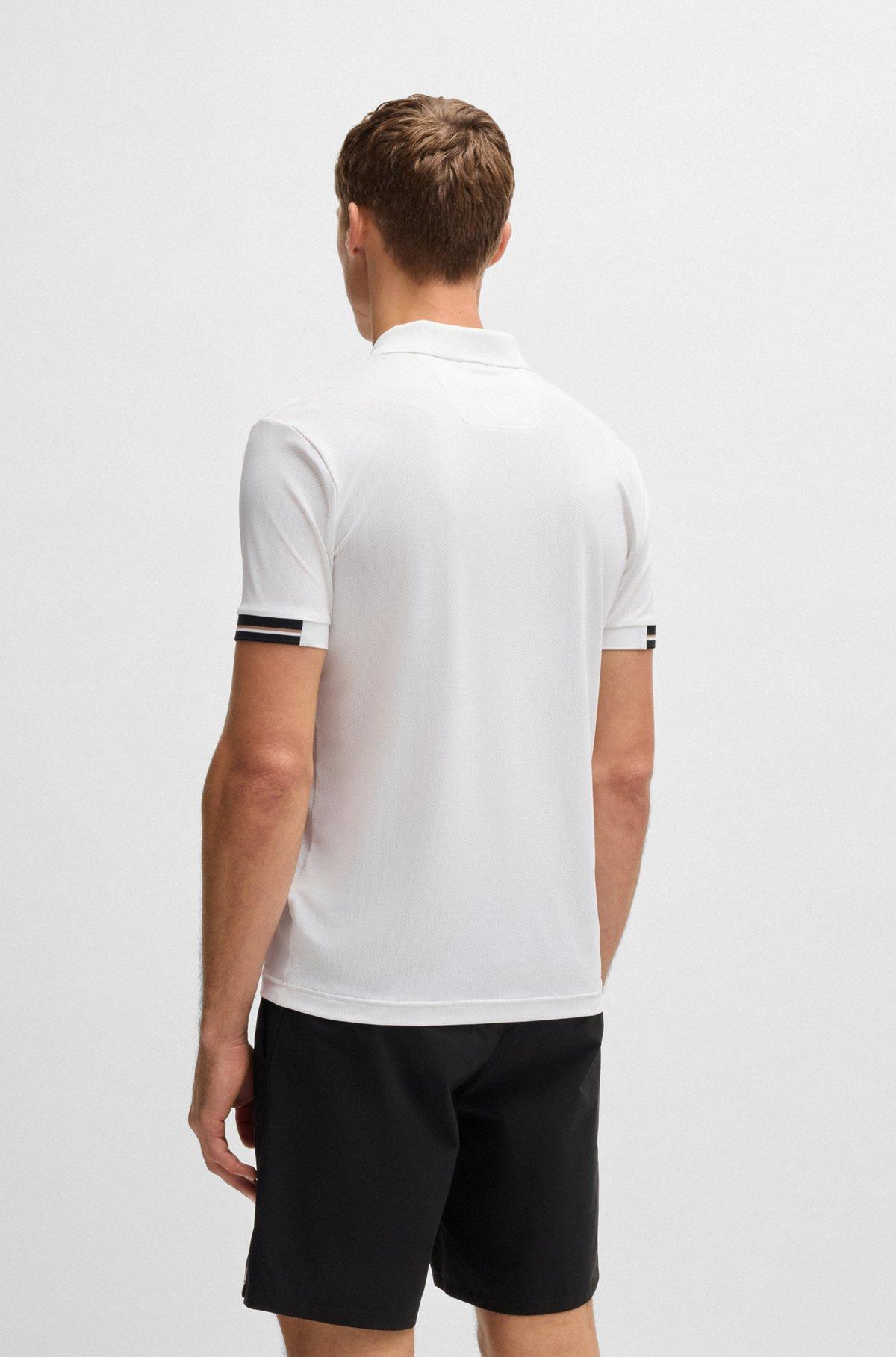 Stretch-mesh polo shirt with modern placket Product Image