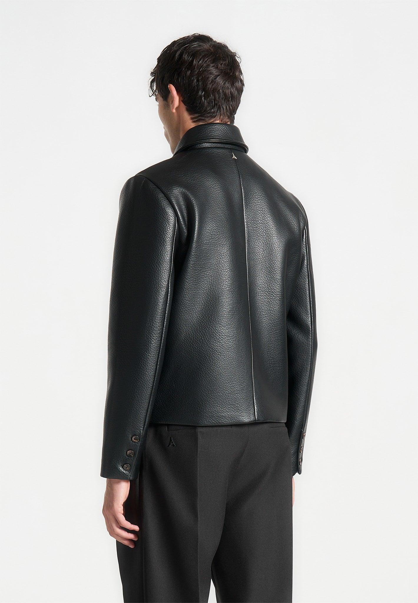 Pebbled Leather Jacket - Black Male Product Image