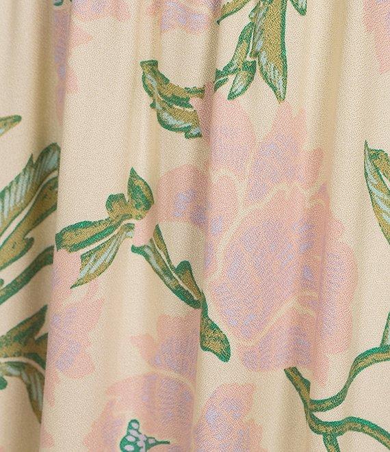 Billabong Night Fall Puff Sleeve Tie Front Floral Printed Maxi Dress Product Image