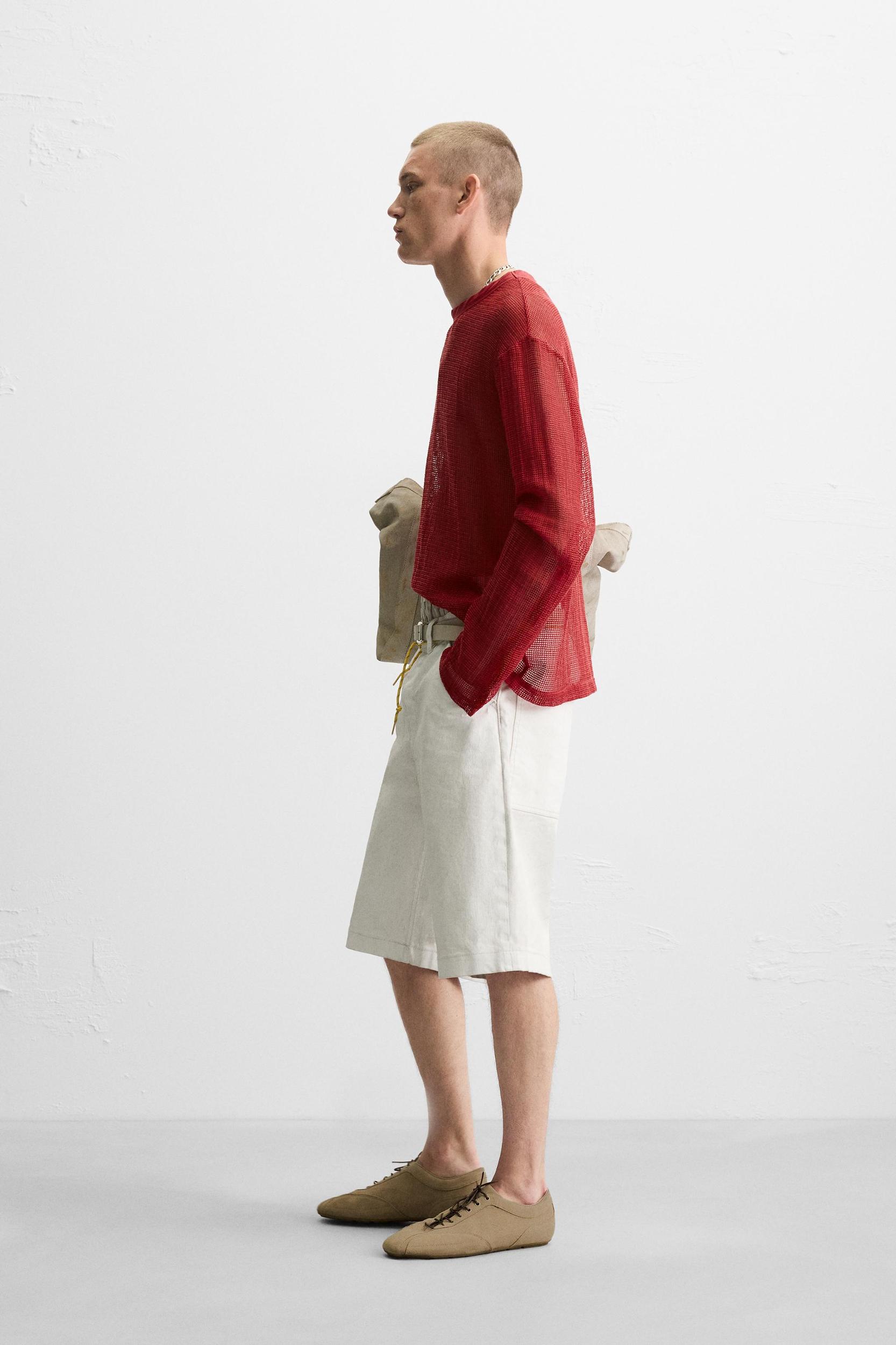 WAXED EFFECT BAGGY FIT DENIM SHORTS Product Image