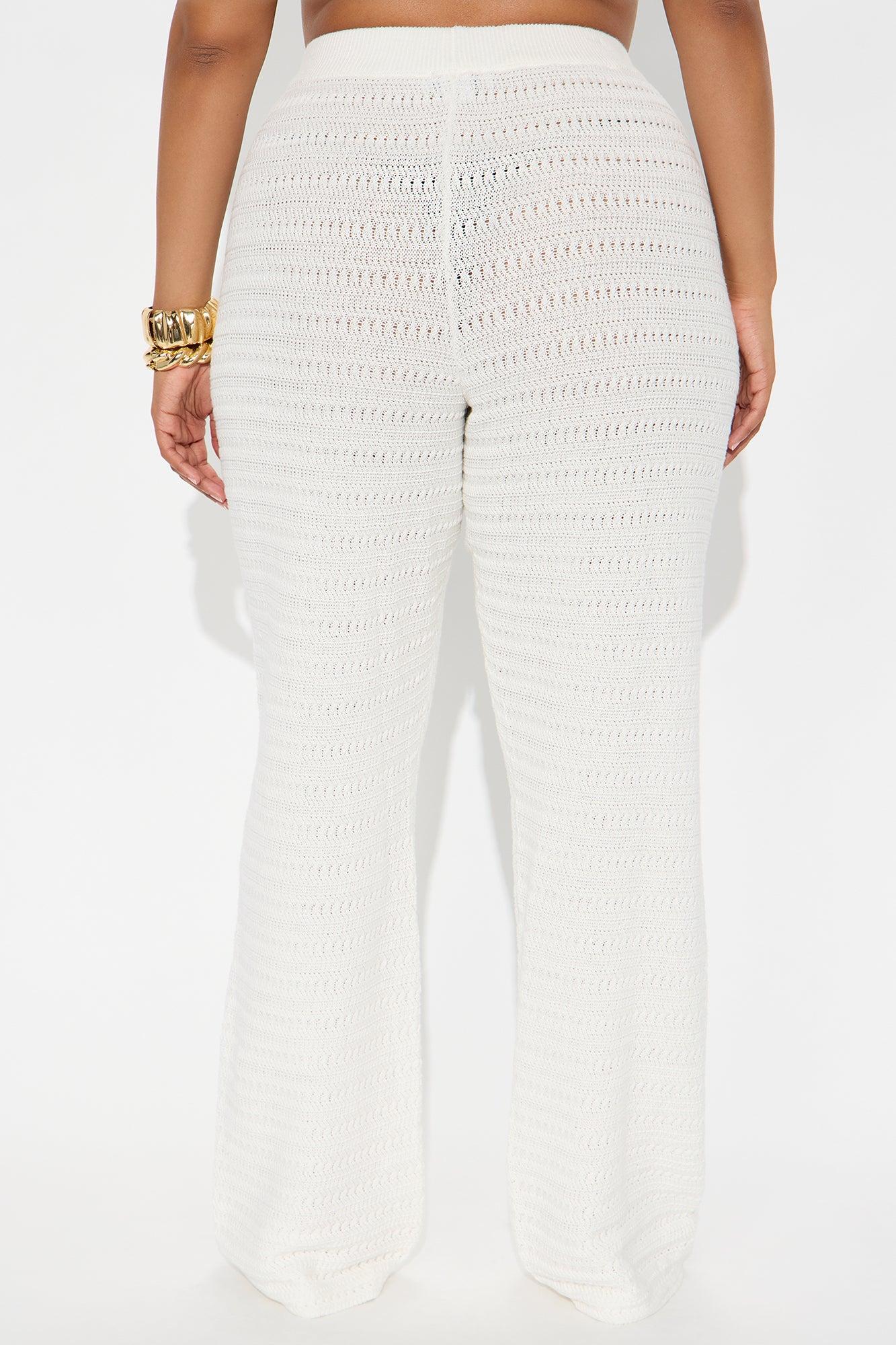 Live In Style Crochet Straight Leg Pant - White Female Product Image