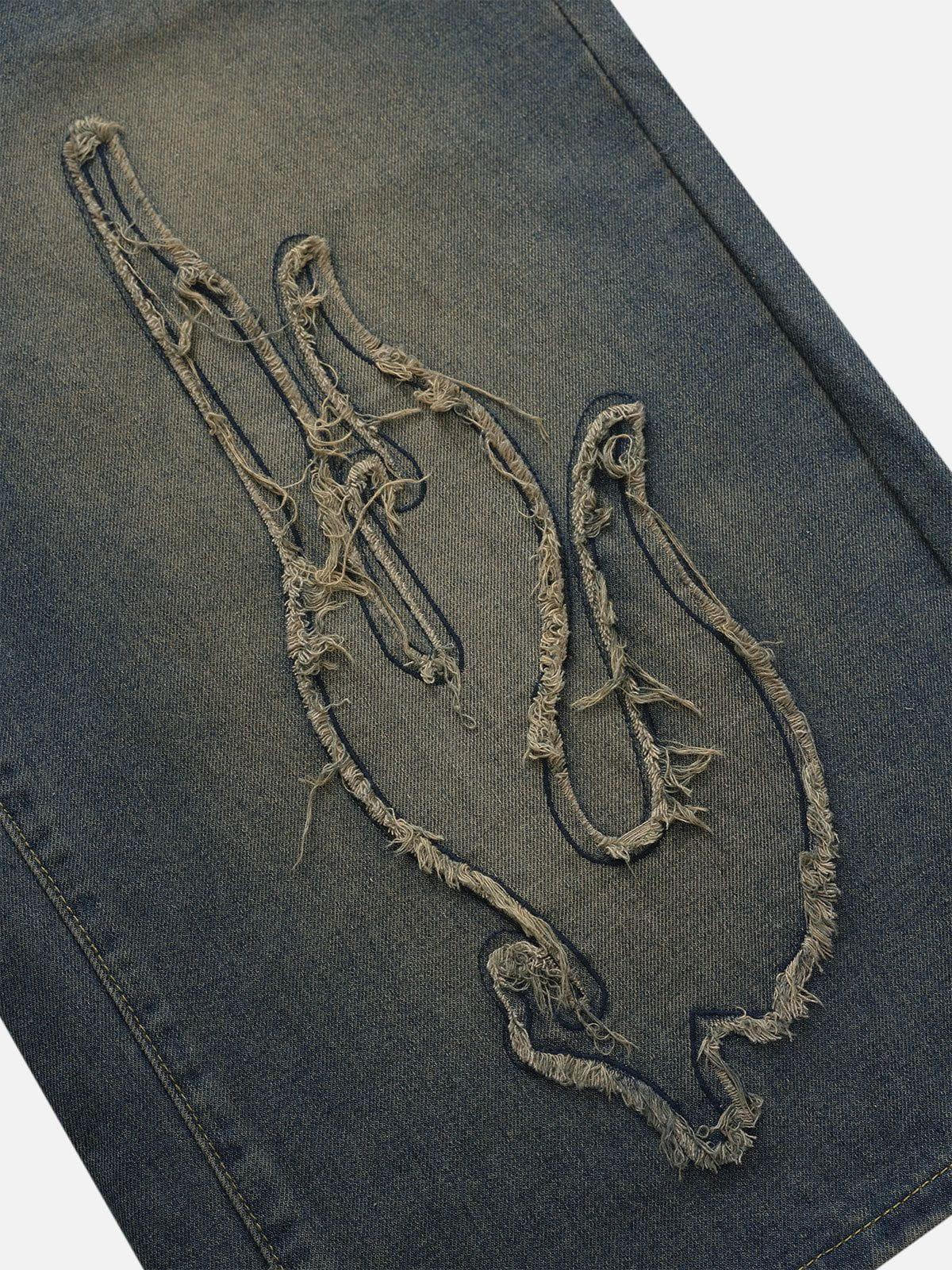 Aelfric Eden Flame Applique Embroidery Longline Jorts Product Image