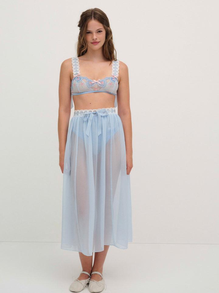 Dainty Doily Midi Skirt — Blue Product Image