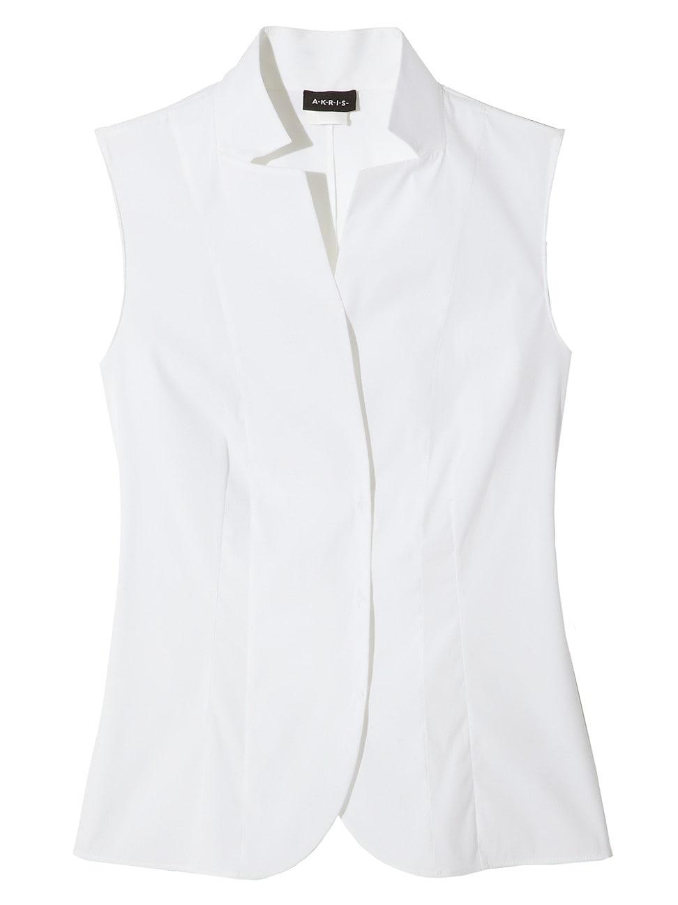 Womens Stretch-Cotton Revers Collar Blouse Product Image