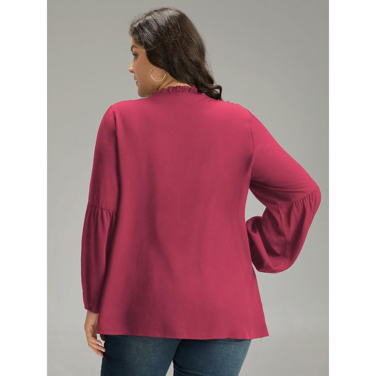 Plus Size Scarlet Seam Detail Frill Trim Layered Blouse Women Elegant Long Sleeve Round Neck Dailywear Blouses BloomChic 14-16/1X Product Image