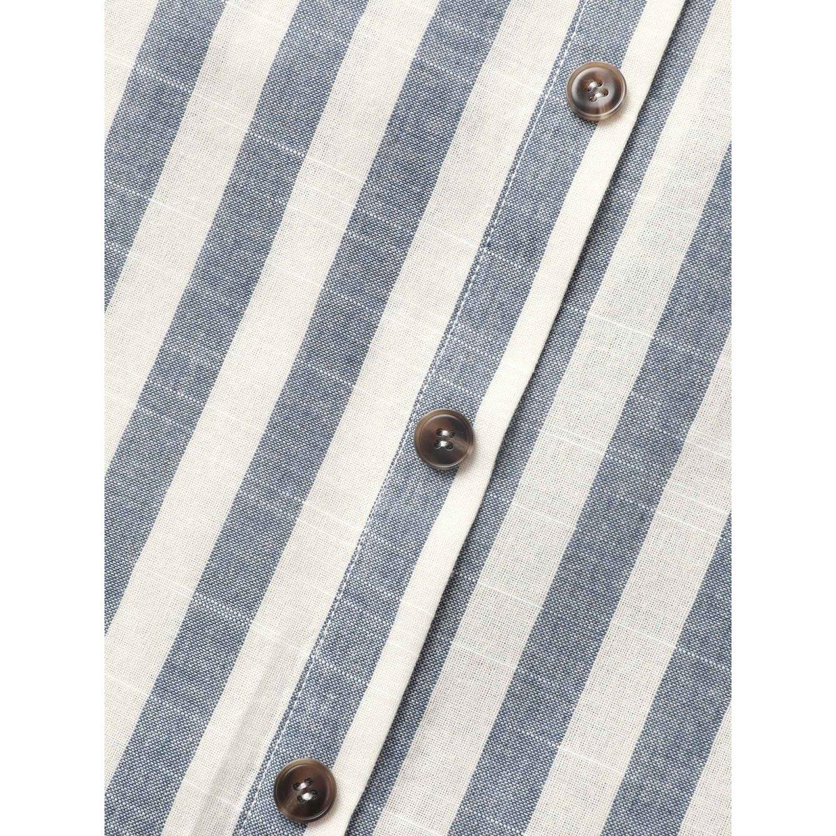 Plus Size Striped Button Detail Belted Cami Dress DarkBlue Women Casual Belted Non Sleeveless Curvy BloomChic 10/M Product Image