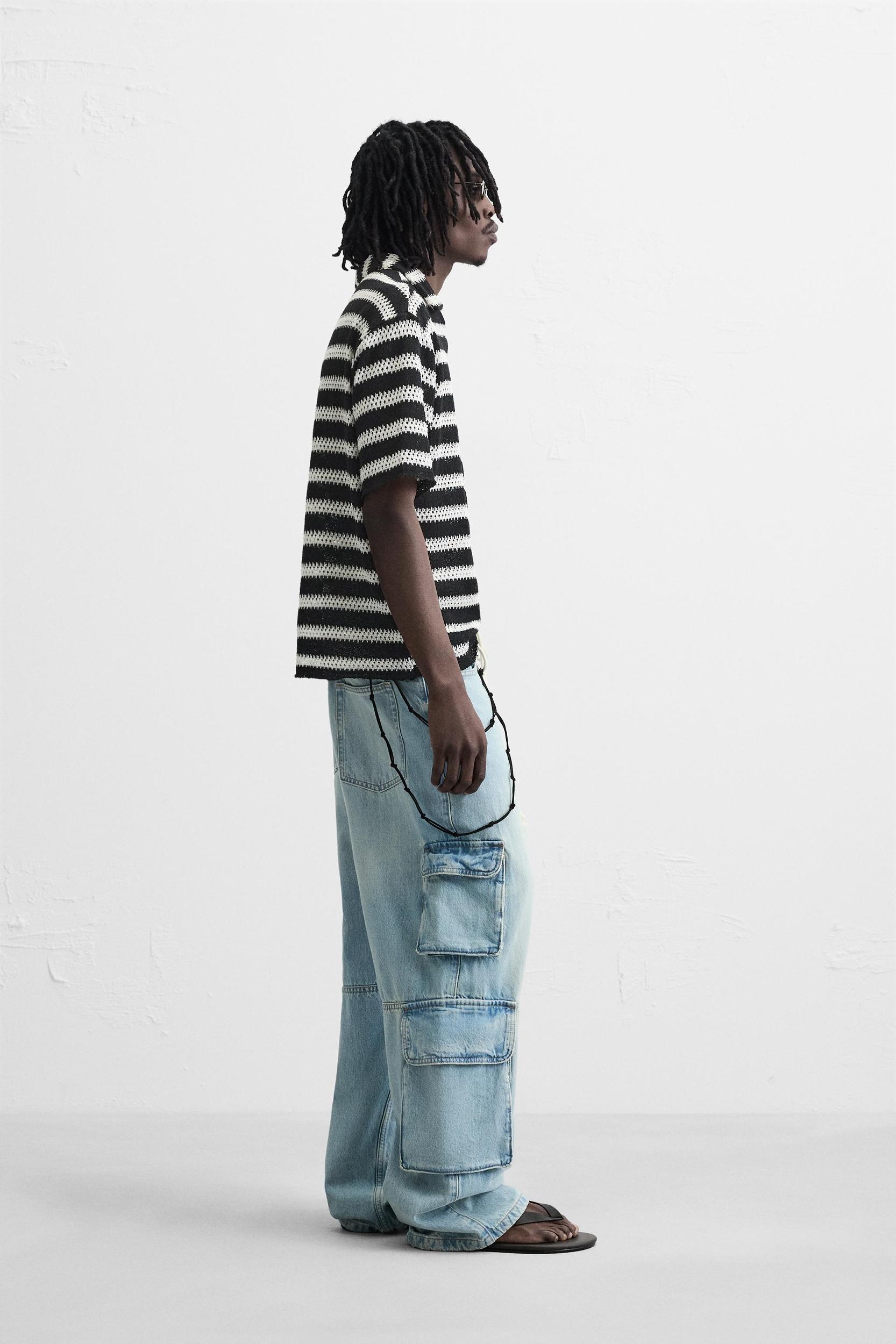 STRIPED KNIT POLO SHIRT Product Image