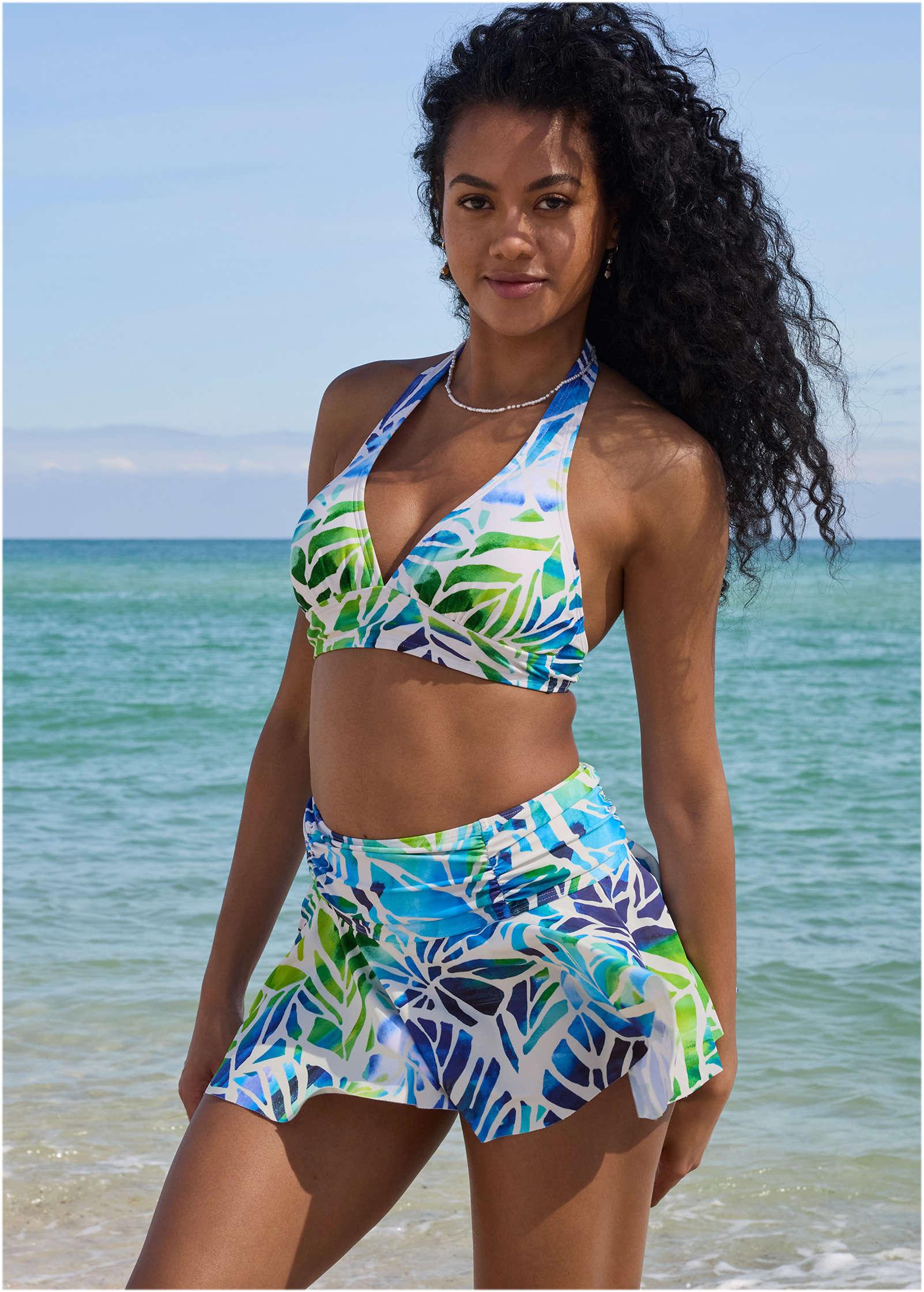 Rio Swim Skirt - Ombre Block Leaves Product Image