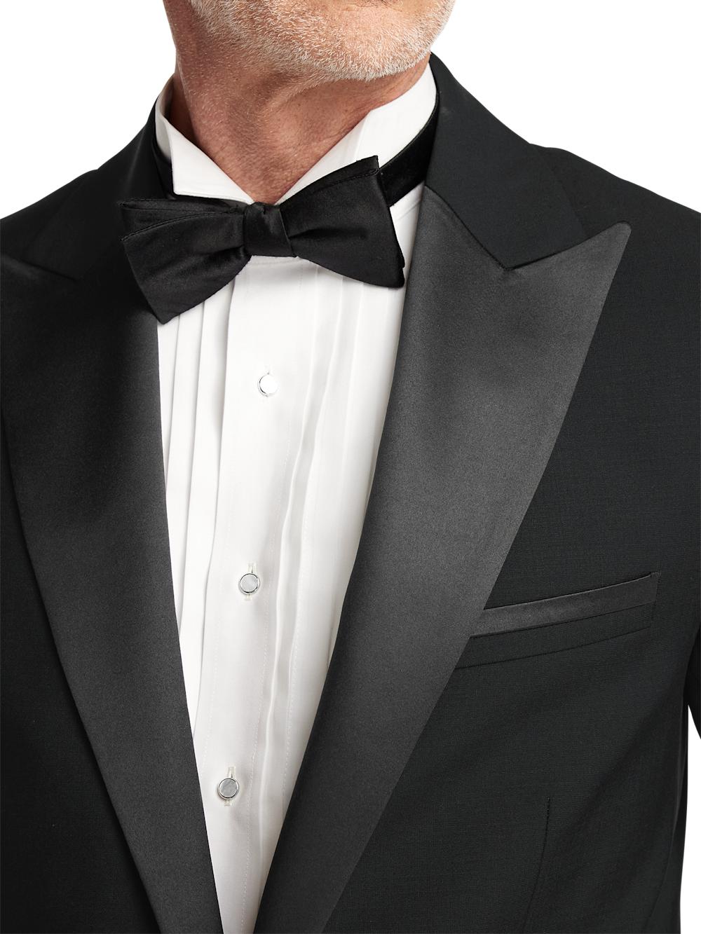 Wool Stretch Peak Lapel Tuxedo - Black Product Image