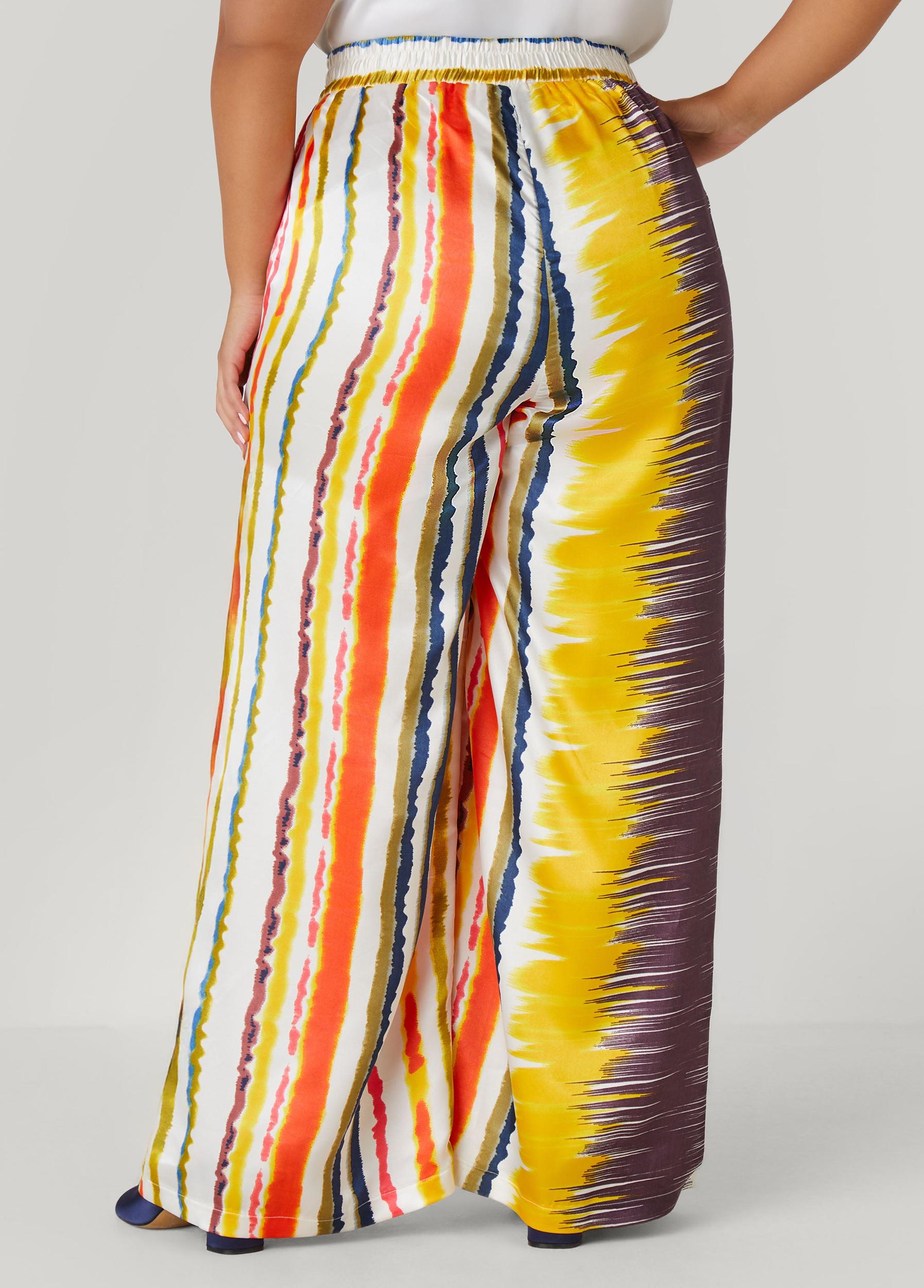 Striped Satin Wide Leg Pants Product Image