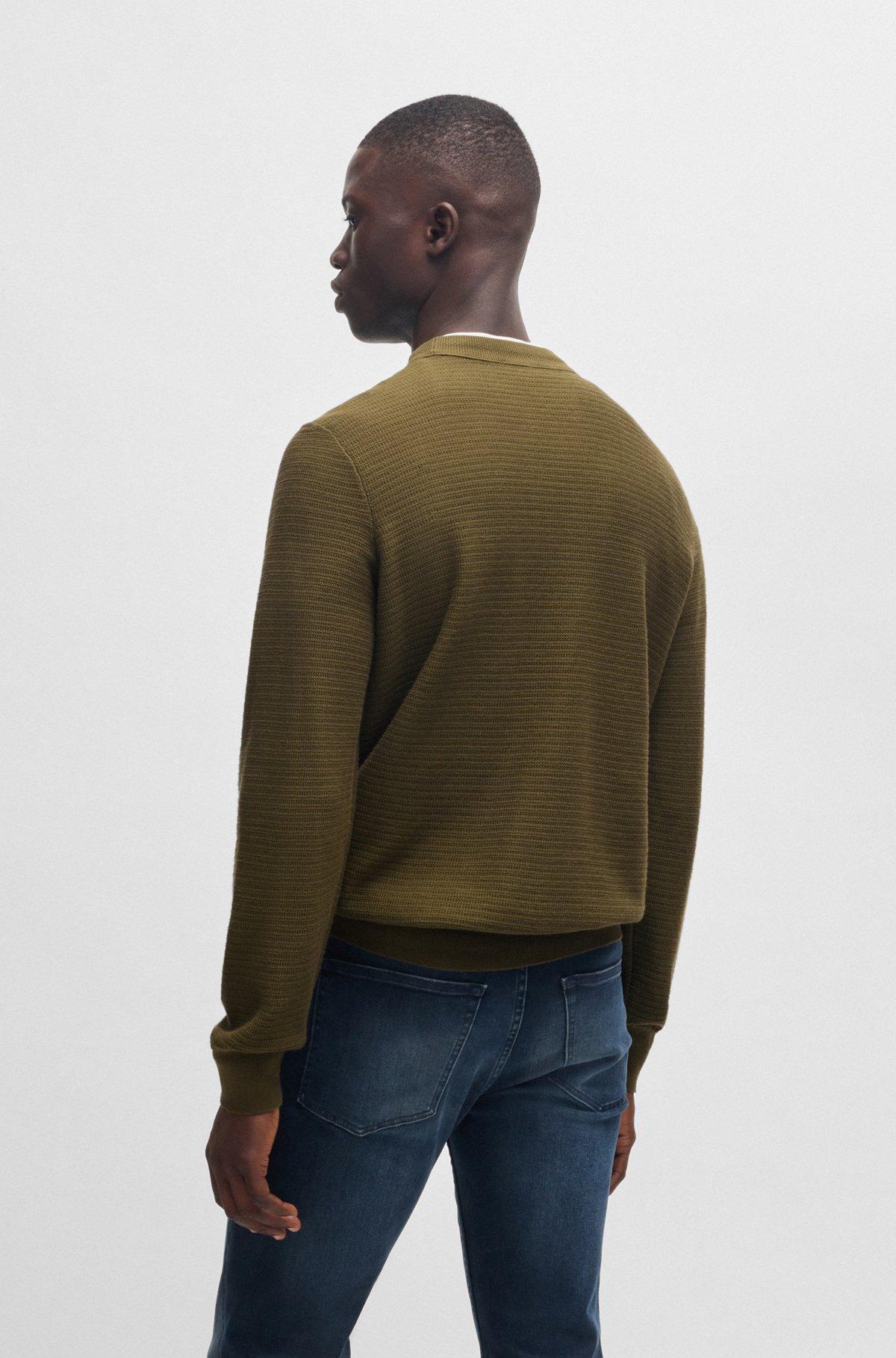 Structured sweater in cotton and cashmere with logo patch Product Image