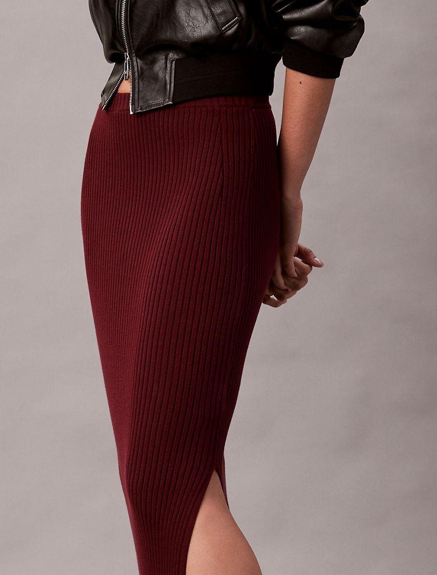 Smooth Cotton Rib Midi Skirt Product Image