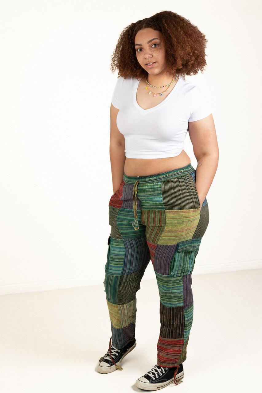 Striped Patchwork Cargo Pants Product Image
