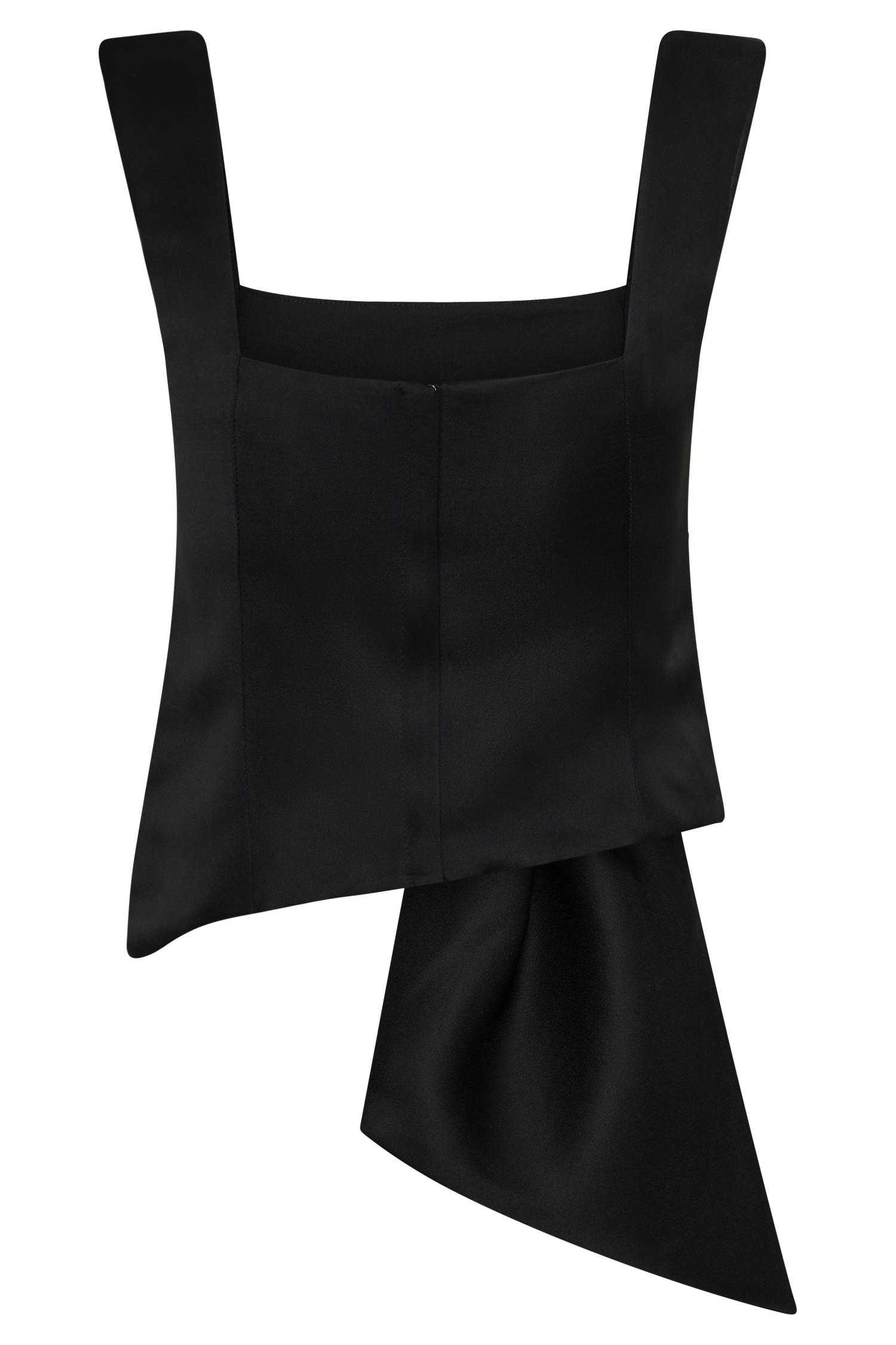 Bryony Satin Structured Sleeveless Top - Black Product Image