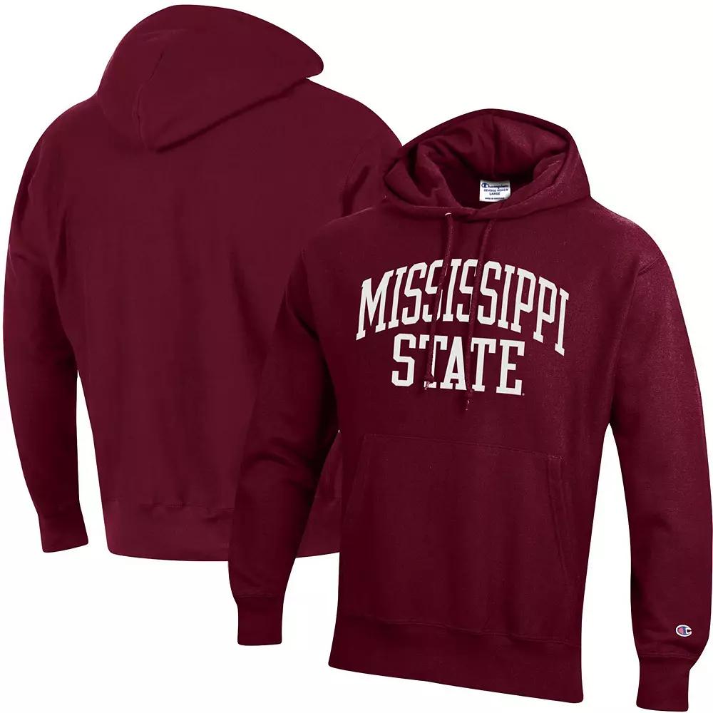 Men's Champion Maroon Mississippi State Bulldogs Team Arch Reverse Weave Pullover Hoodie, Size: Medium, Mst Red Product Image
