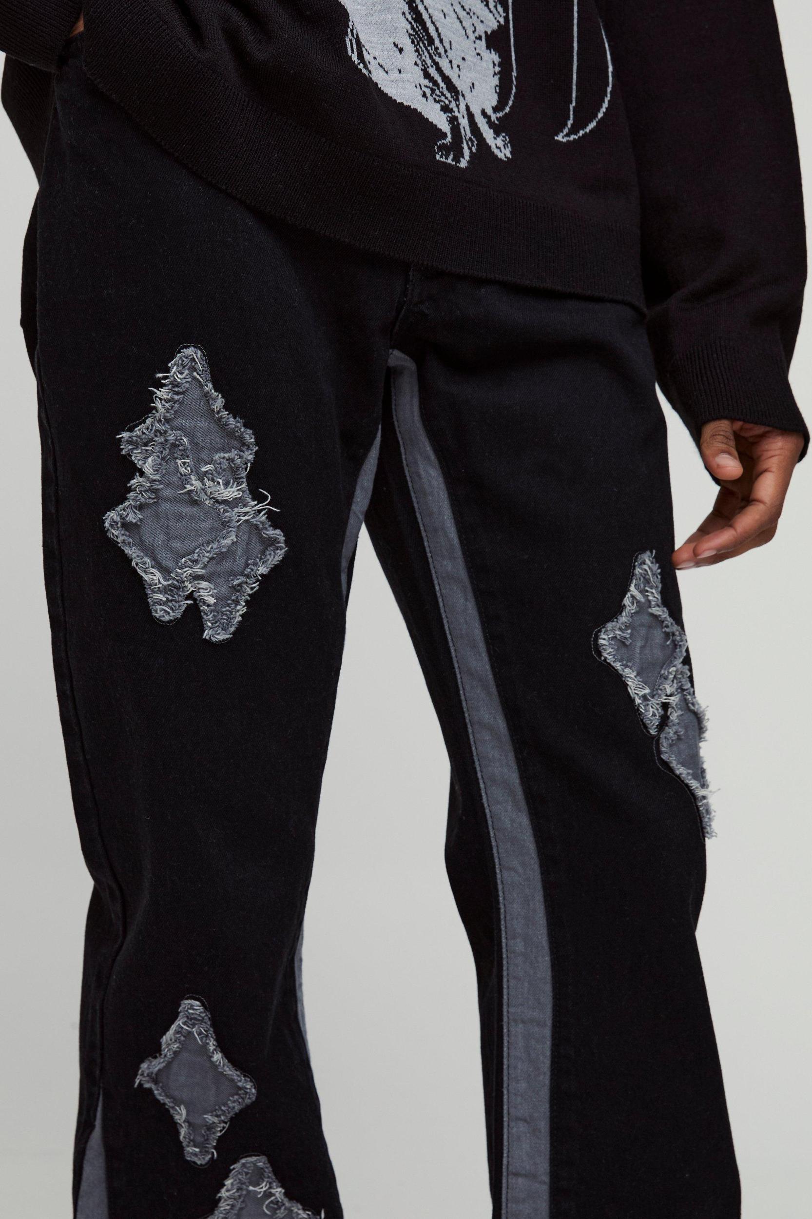 Tall Slim Flare Applique Gusset Panel Jeans | boohooMAN USA Product Image