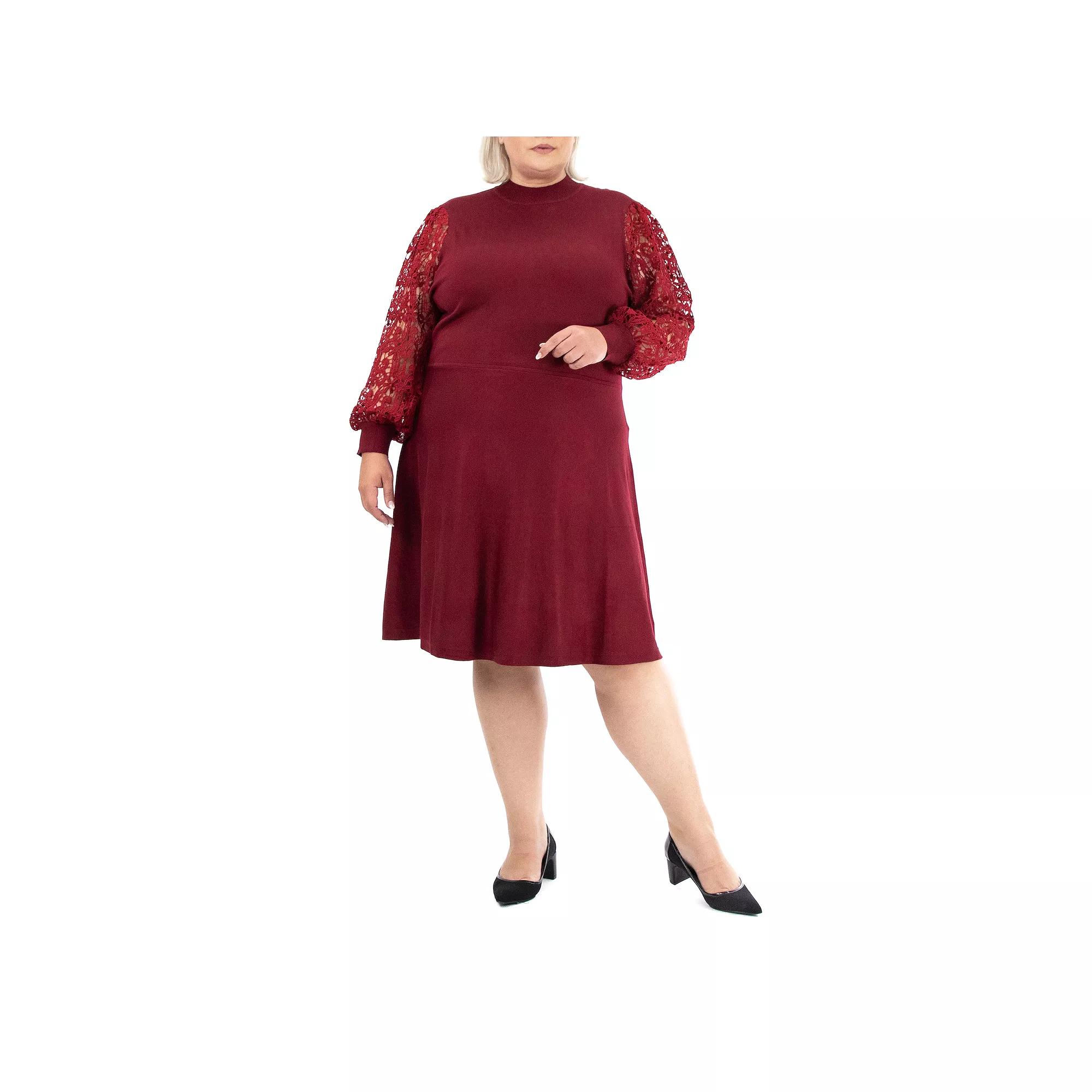 Plus Size Nina Leonard Mockneck Sweater Dress, Women's, Size: 2XL, Red Product Image