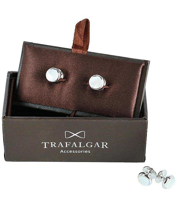 Trafalgar Sutton Mother Of Pearl Rhodium Tuxedo 4-Piece Stud Set Product Image
