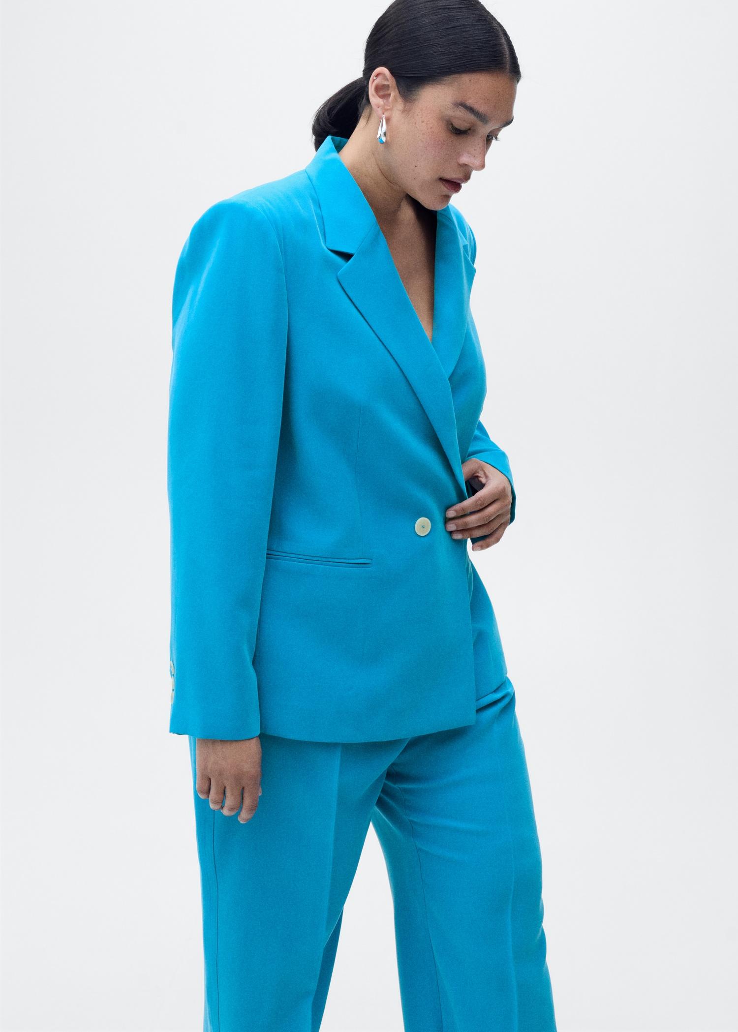 Straight-fit suit jacket - Women | MANGO USA Product Image