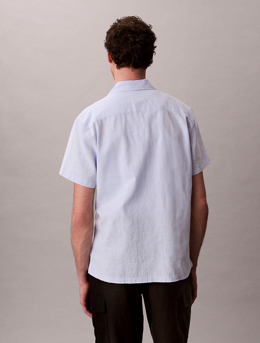 Linen Cotton Short Sleeve Button-Down Shirt Product Image