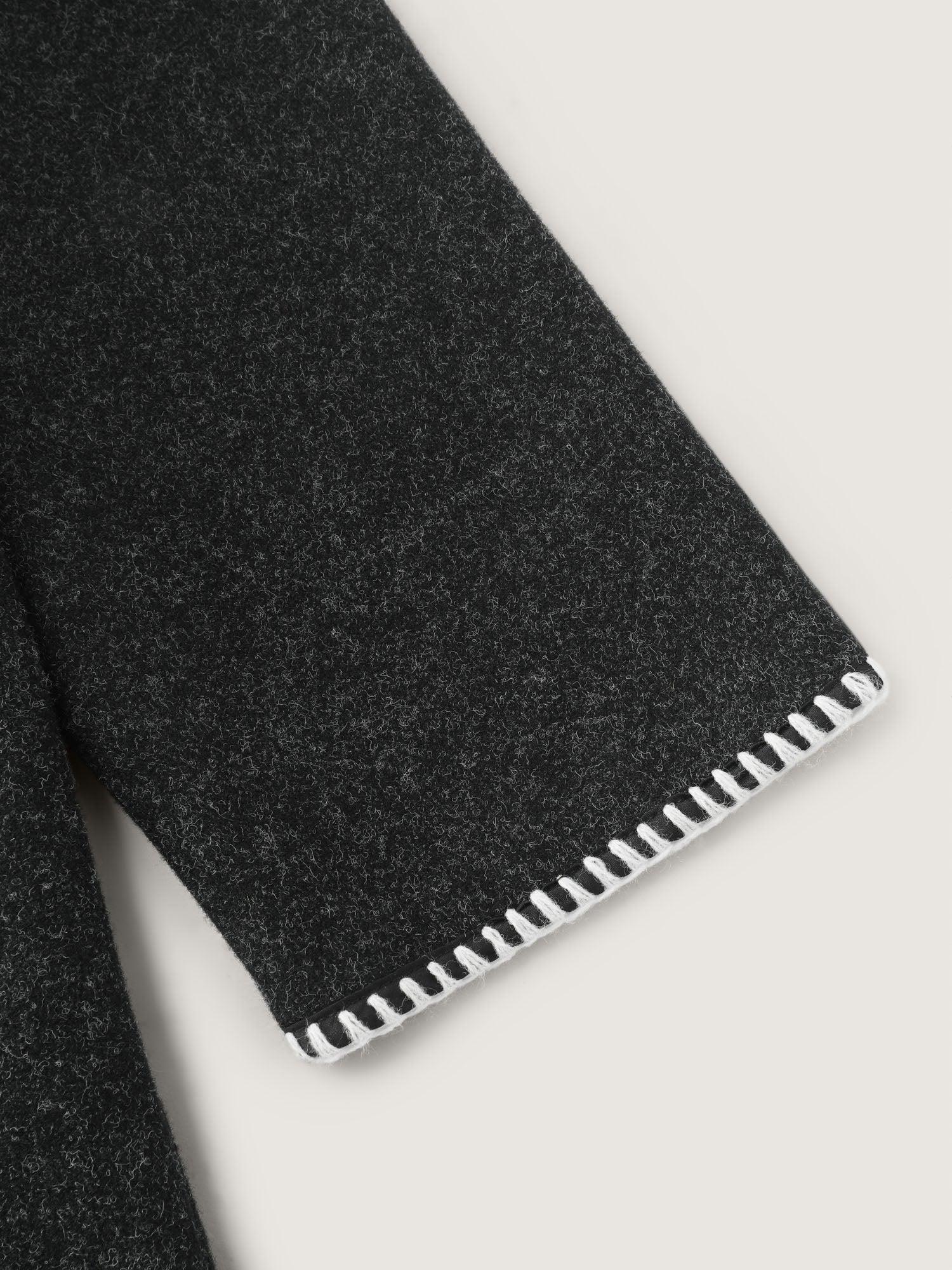 Wide Lapel Color Contrast Cropped Jacket Female Product Image