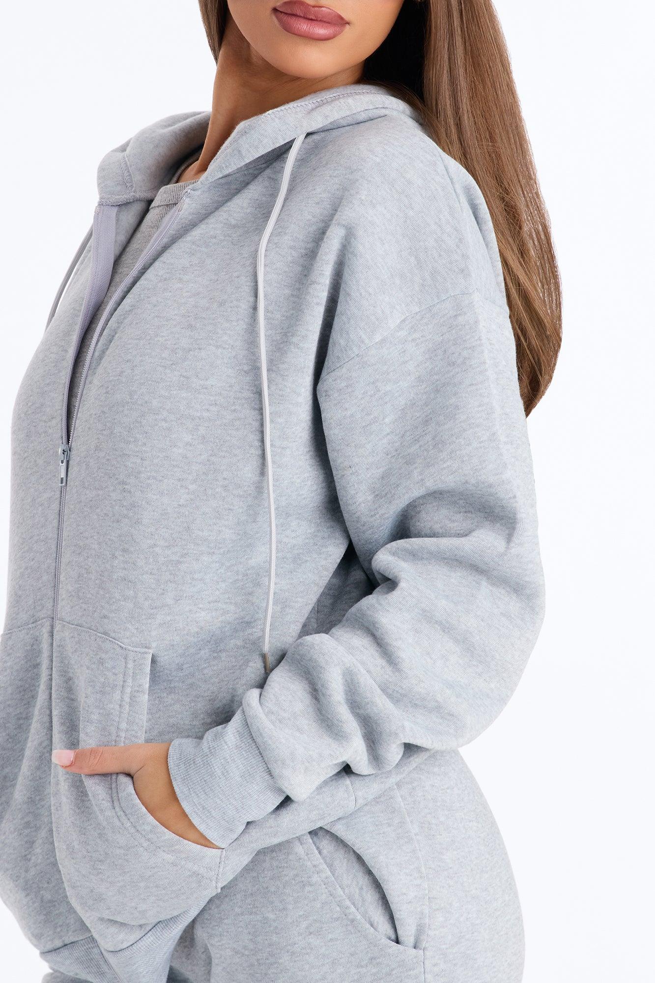 Zaira Fleece Flare Pant Set - Heather Grey Female Product Image