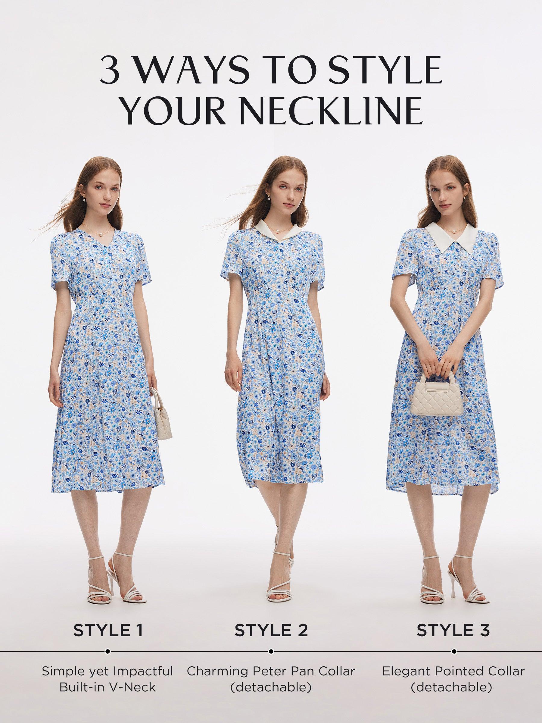 19MM Mulberry Silk Floral Print Women Midi Dress Product Image