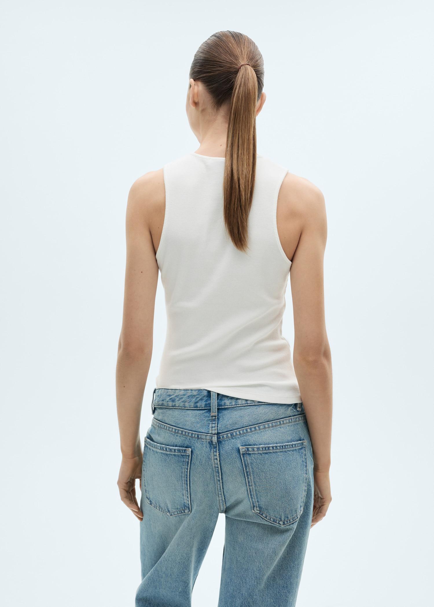Ribbed cotton top - Women | MANGO USA Product Image