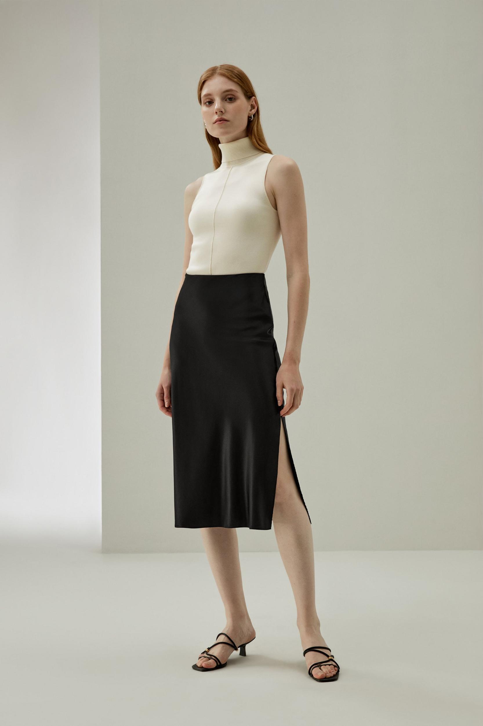 LILYSILK Silk Skirt Pleated - for Women - Black 100% Silk - Luxurious Bias Cut Skirt 16 Product Image