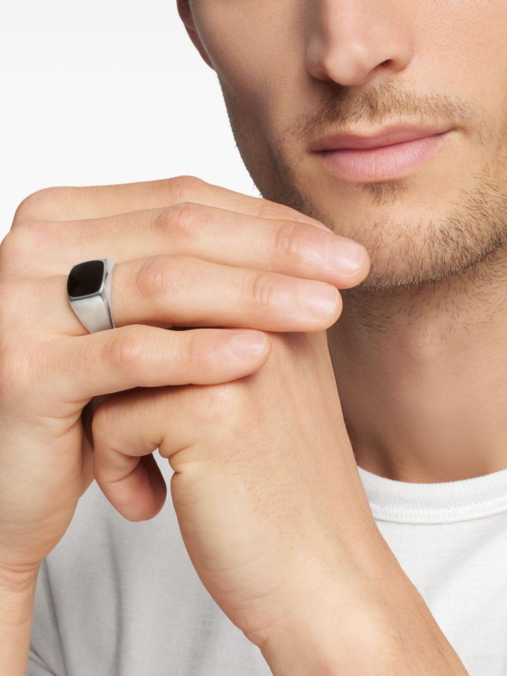 sterling silver Exotic Stone onyx signet ring (14mm) Product Image