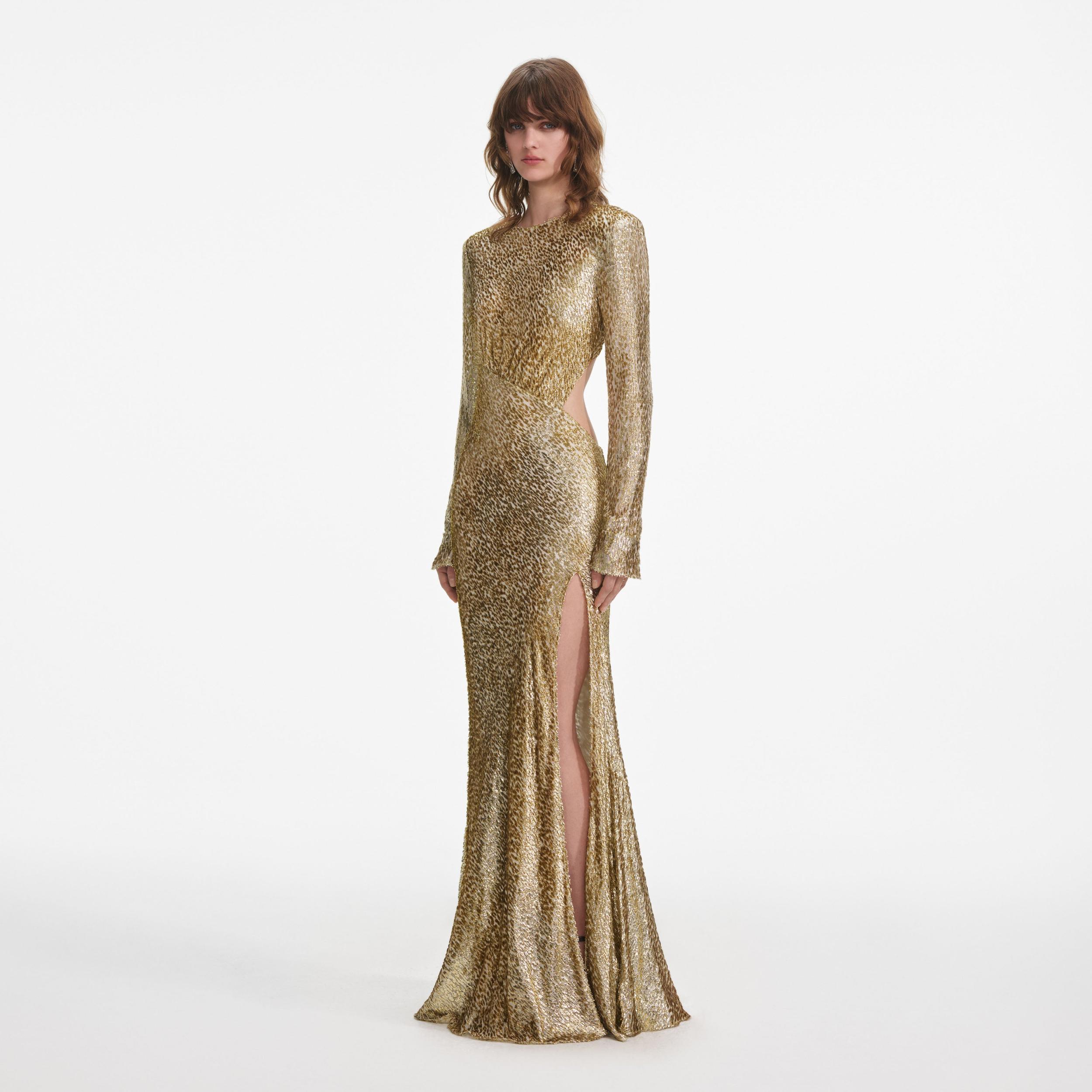 Gold Fil Coupe Maxi Dress Product Image