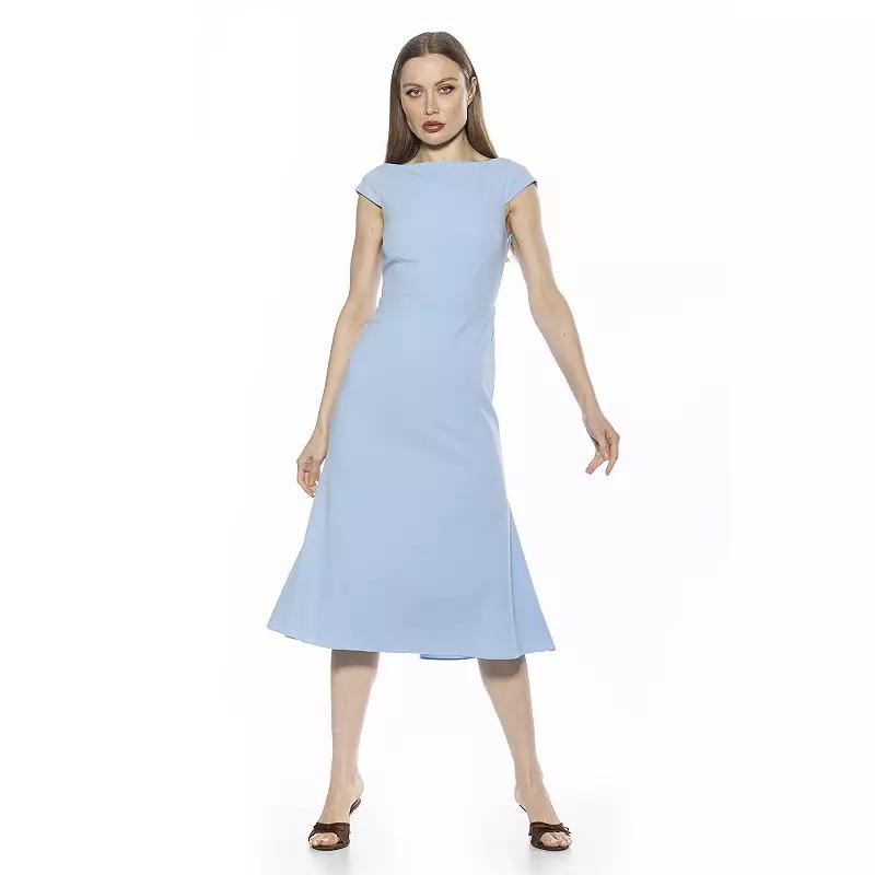 Women's ALEXIA ADMOR Loreli Boatneck Cap Sleeve Midi Dress,  Product Image
