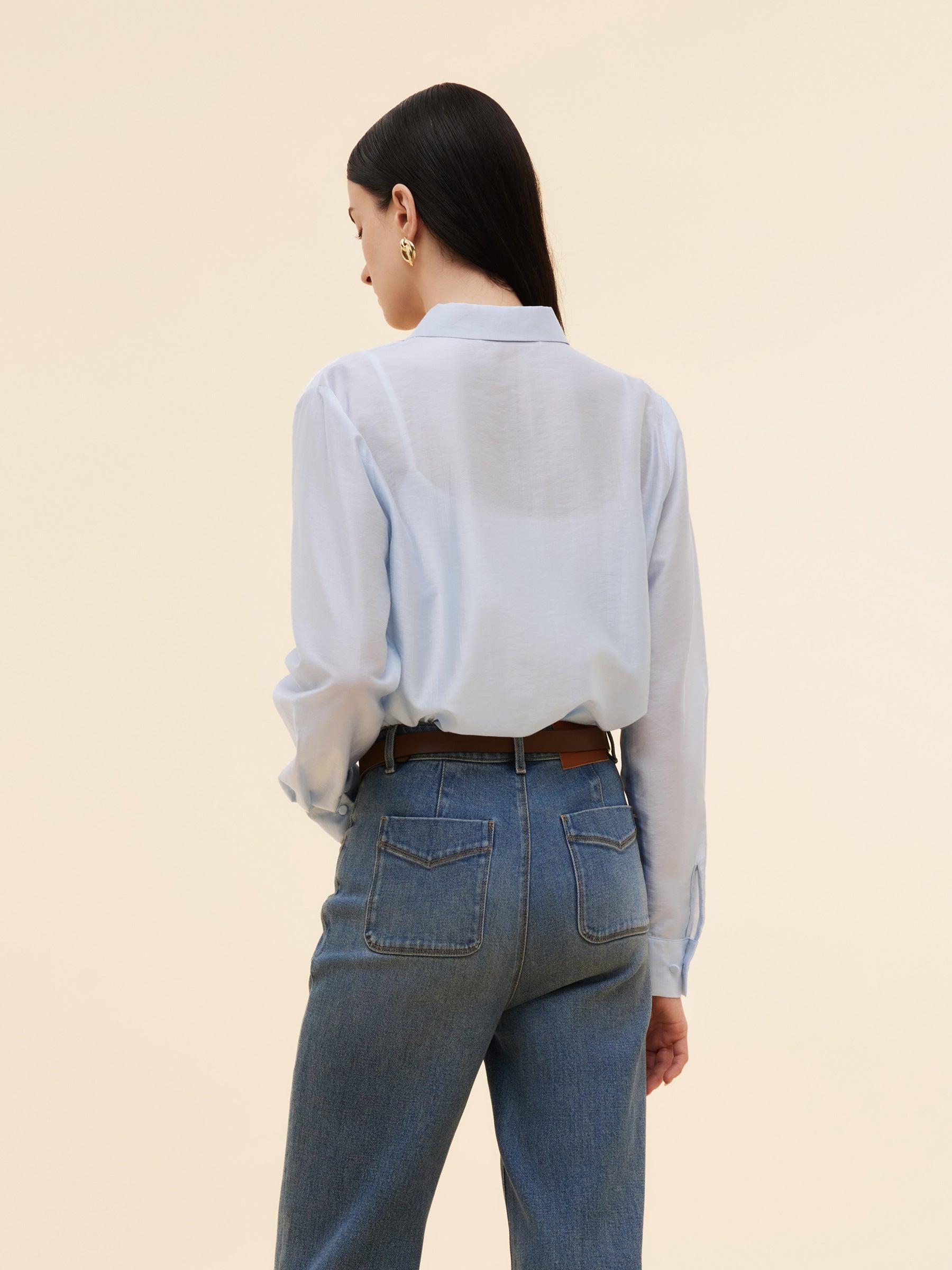 Tencel Blend Pleat Front Women Shirt Product Image