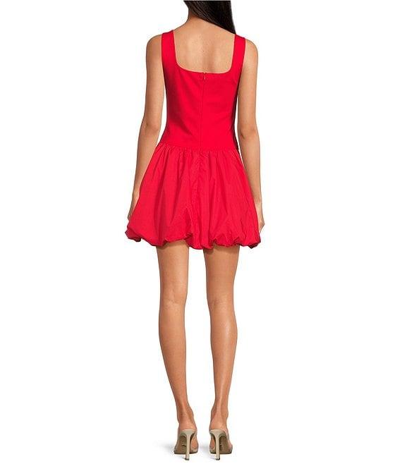 Skies Are Blue Square Neck Sleeveless Bubble Hem Drop Waist Mini Dress Product Image