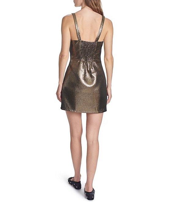 COREY LYNN CALTER Jacquard Metallic Scoop Neck Bow Sleeveless Mini Dress Product Image