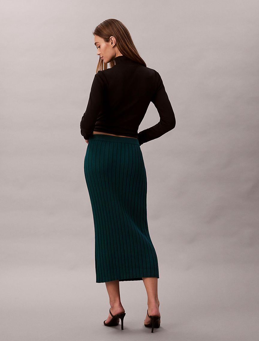 Cotton Ribbed Midi Skirt  Product Image