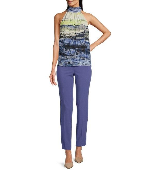 Calvin Klein Printed Georgette Halter Neck Sleeveless Blouse Product Image