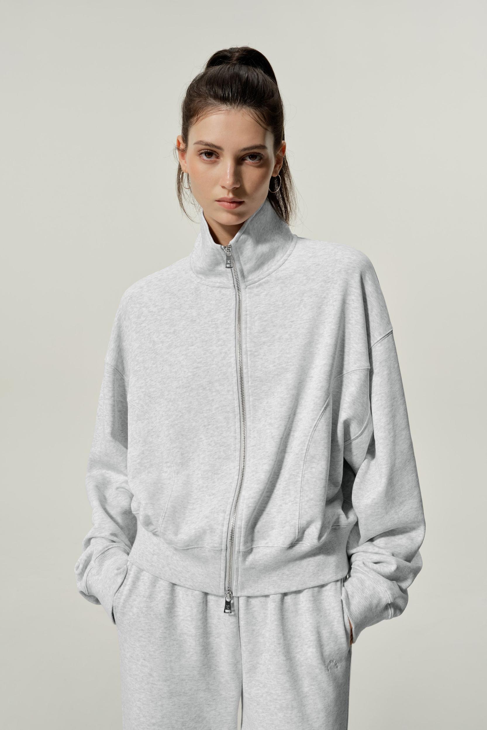 LILYSILK Women's SILKERRY Silk Blend Oversized Two-Way Zip Jacket Navy XL Product Image